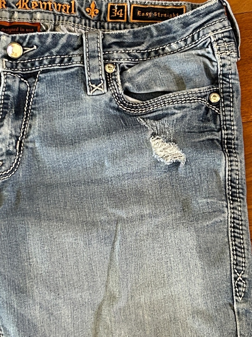 Rock Revival Luz Easy Straight Bedazzled Jeans Size 34 - Picture 7 of 15